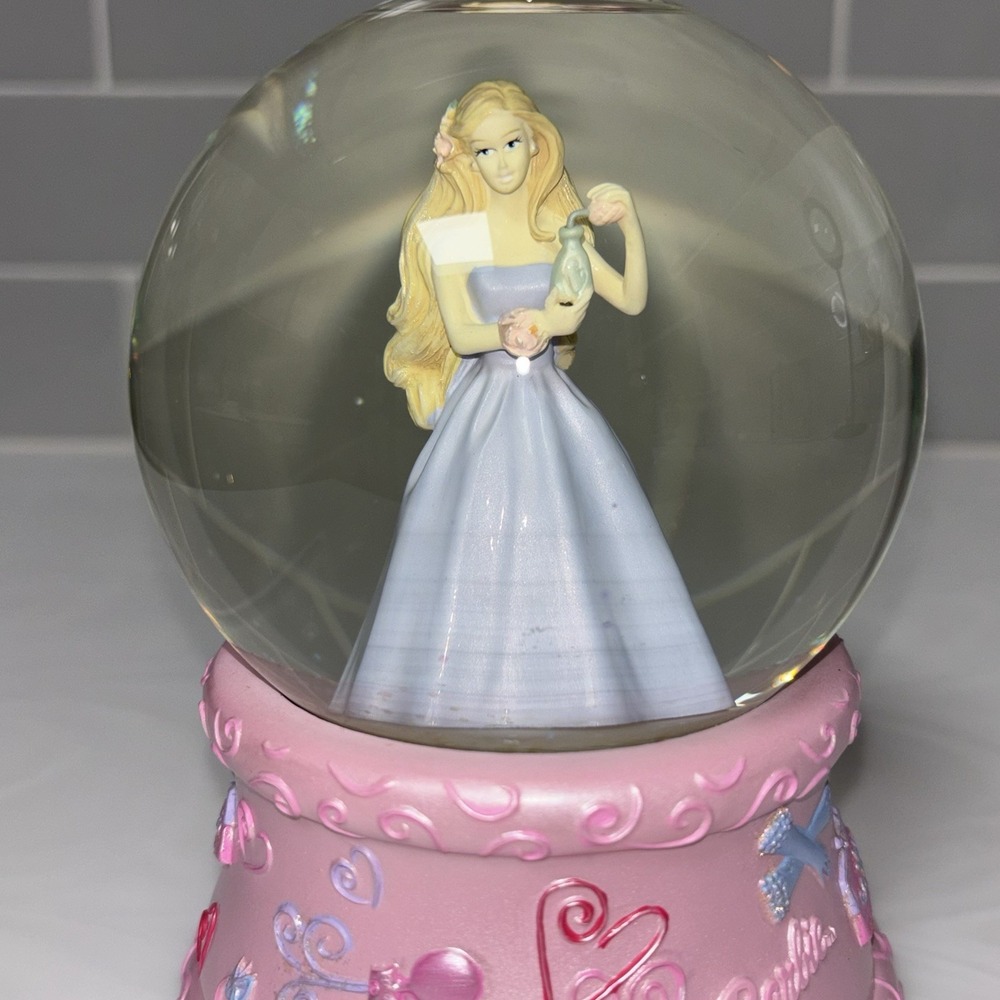 Barbie Musical Glitter Princess Snow Globe Pink Base with Barbie Figure W/ Music